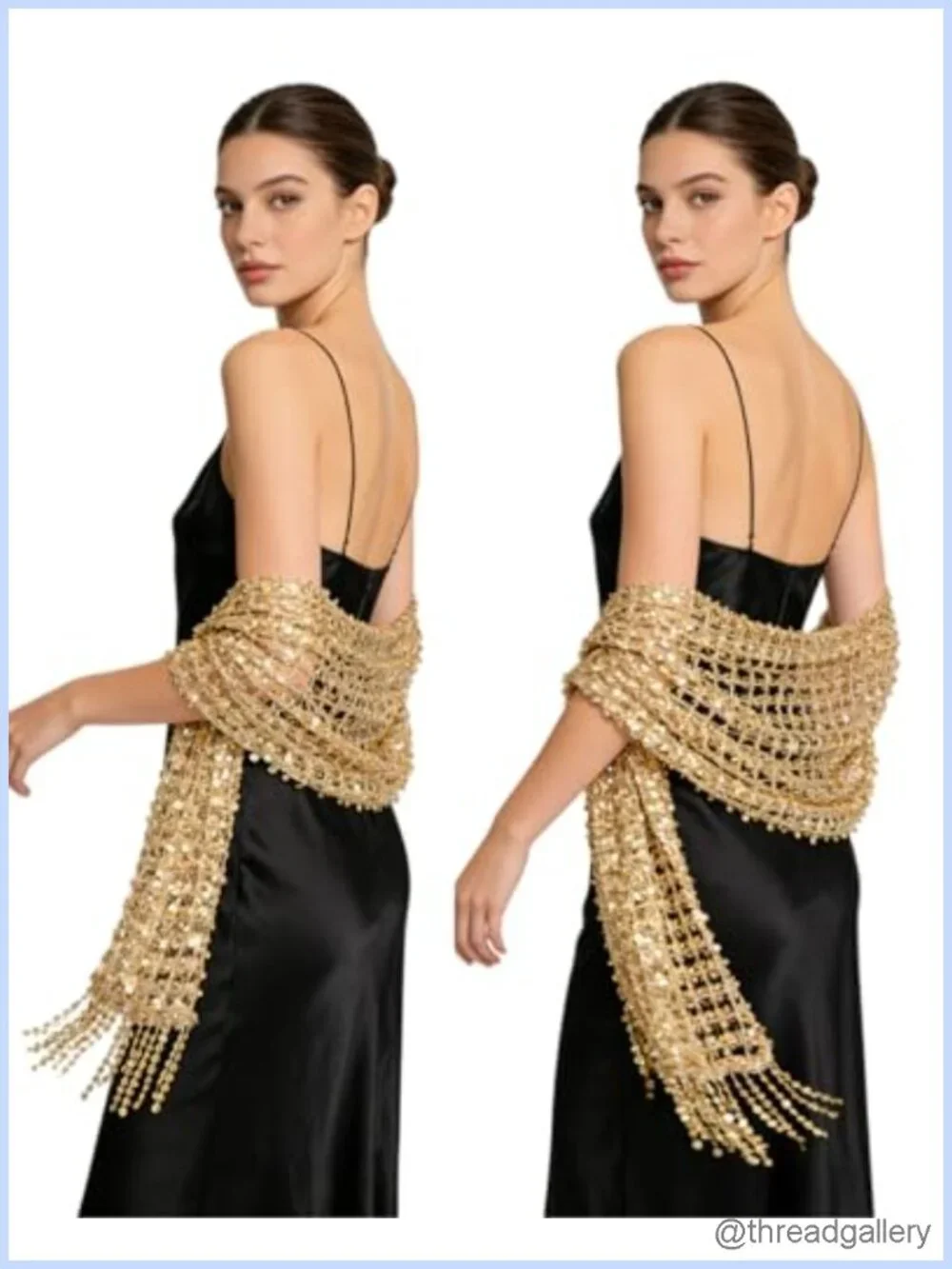 Sequin Fringe Shawl Wrap Sparkling Mesh Scarf for Evening Party Wedding Prom